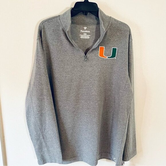 π NWT Miami Hurricanes Fanatics Quarter-Zip Jacket β Heather Gray β Men's L - Picture 4 of 10
